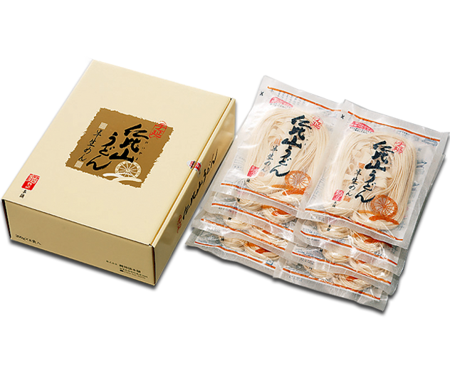 手延仁比山うどん（半生めん）のパッケージ